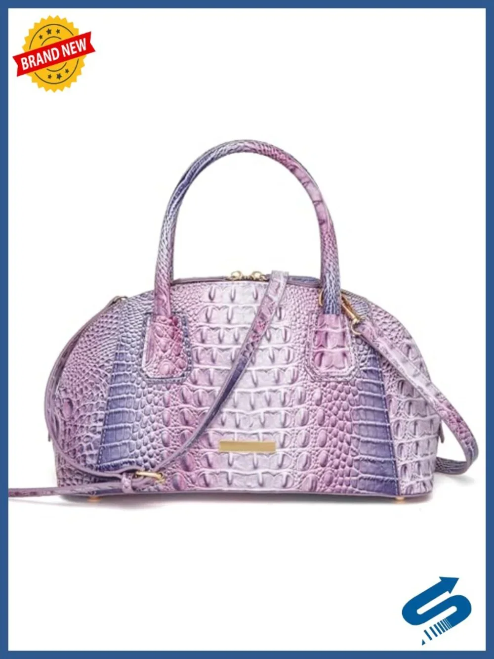 Vegan Leather Crocodile Top-Handle Purse Crossbody Bag Tote